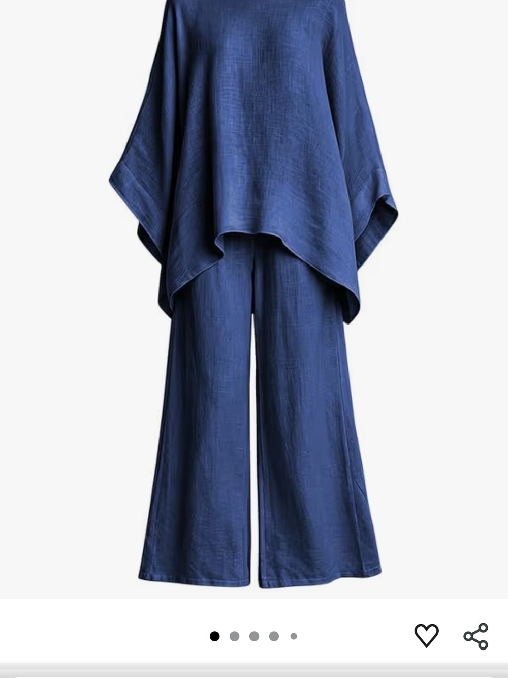 Relaxed Wide-Leg Pants Set in Navy Blue #141
